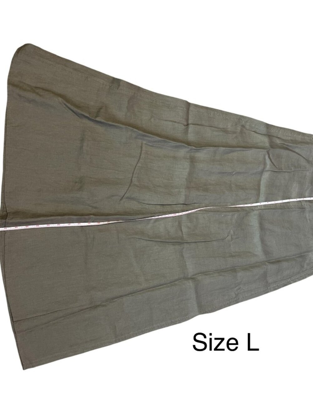 Zara ZW Collection 100% Linen Midi Skirt Mink A-Line Hidden Zip NWT Large Summer - Picture 5 of 6